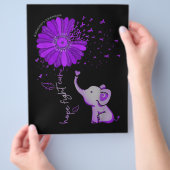 かわいい象と闘うアルツハイマー病の紫のリボン チラシ (手)