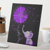 かわいい象と闘うアルツハイマー病の紫のリボン 台座サイン (インサイチュ)