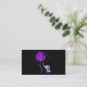 かわいい象と闘うアルツハイマー病の紫のリボン 名刺 (スタンド正面)