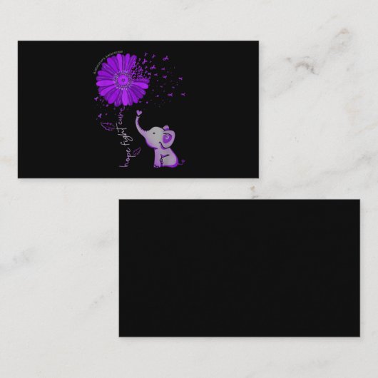 かわいい象と闘うアルツハイマー病の紫のリボン 名刺 (正面/裏面)