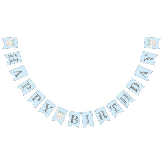 かわいい象に弓を振る。ハッピーバースデー バンティングフラッグ (全)