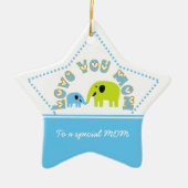 かわいい象のお母さん子供のお母さんの日の贈り物 セラミックオーナメント (正面)