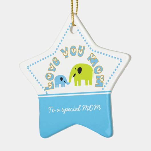 かわいい象のお母さん子供のお母さんの日の贈り物 セラミックオーナメント (左)