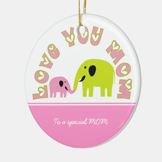 かわいい象のお母さん子供のお母さんの日の贈り物 セラミックオーナメント (左)