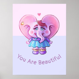 かわいい象のことわざあなたが美しい ポスター