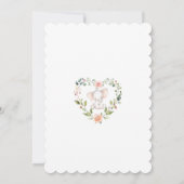 かわいい象のほっぺたの花のハートの女の子の1歳の誕生日 招待状 (裏面)