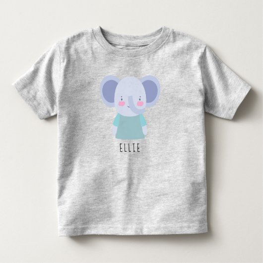 かわいい象のイラストレーション – カスタマイズ可能 トドラーTシャツ (正面)