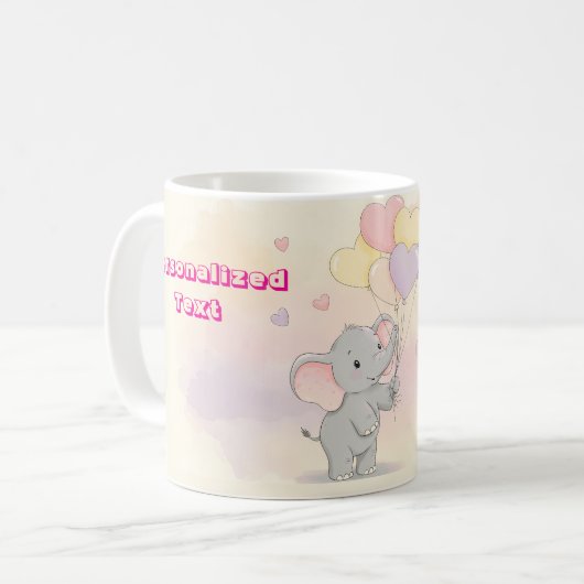 かわいい象のカスタマイズギフト ママへ コーヒーマグカップ (正面左)