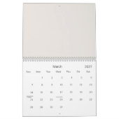 かわいい象のカラフルなシームレスパターンと カレンダー (3月 2027)