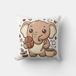 かわいい象のクッション - かわいいコーヒーキャラ クッション