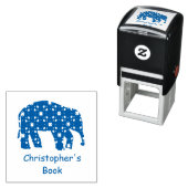 かわいい象のクラフト蔵書票ゴム印 セルフインキングスタンプ (インサイチュ)