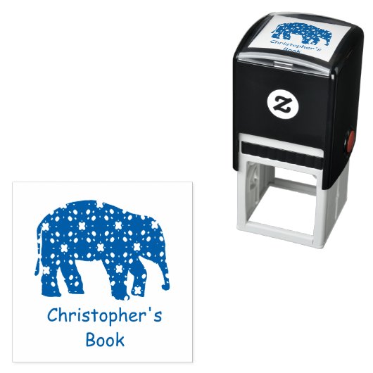 かわいい象のクラフト蔵書票ゴム印 セルフインキングスタンプ (インサイチュ)