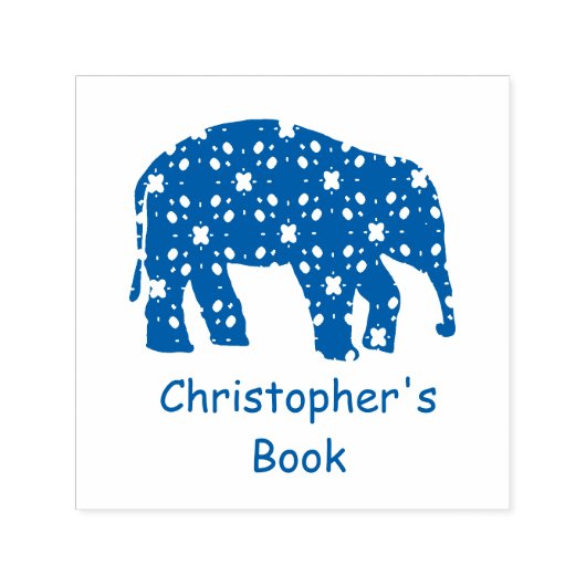 かわいい象のクラフト蔵書票ゴム印 セルフインキングスタンプ (デザイン)