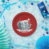 かわいい象のクリスマスアニメ紙プレート ペーパープレート (パーティー)