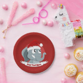 かわいい象のクリスマスアニメ紙プレート ペーパープレート (パーティー)