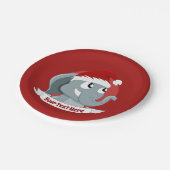 かわいい象のクリスマスアニメ紙プレート ペーパープレート (アングル)