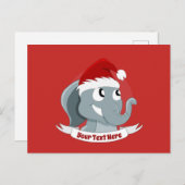 かわいい象のクリスマスアニメ ポストカード (正面/裏面)