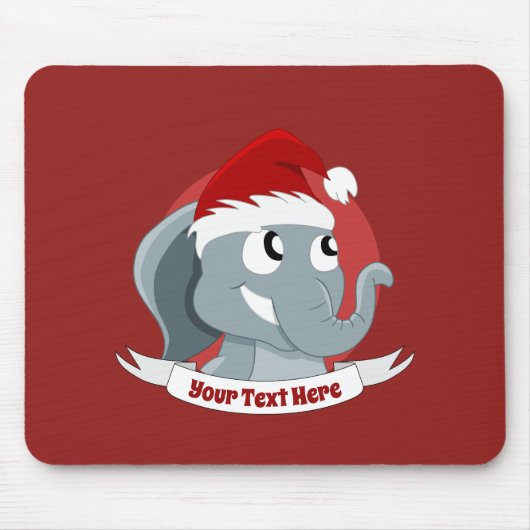 かわいい象のクリスマスマウスパッド マウスパッド (正面)