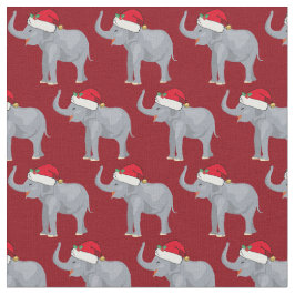 かわいい象のクリスマス ファブリック