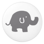 かわいい象のグレーと白のドアのノブ セラミックノブ (正面)