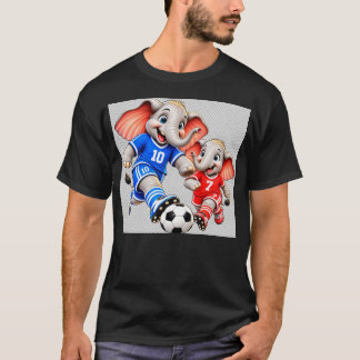 かわいい象のサッカー選手Tシャツ 楽しい フットボール Tシャツ