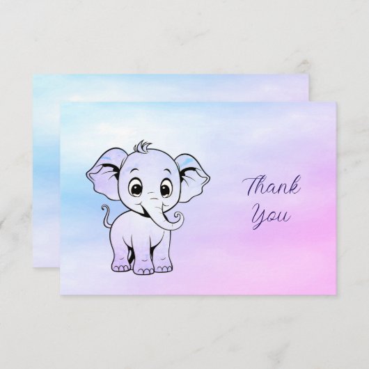 かわいい象のサンキューカード サンキューカード (正面/裏面)