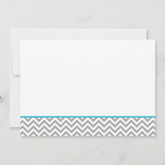 かわいい象のシェブロンのティール(緑がかった色)のベビーシャワーの招待状 招待状 (裏面)