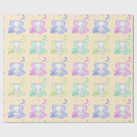 かわいい象のシームレスなパターン ラッピングペーパー (フラット)