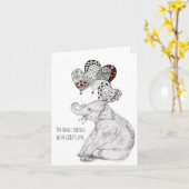 かわいい象のスケッチと風船付きグリーティングカード カード (黄色い花)