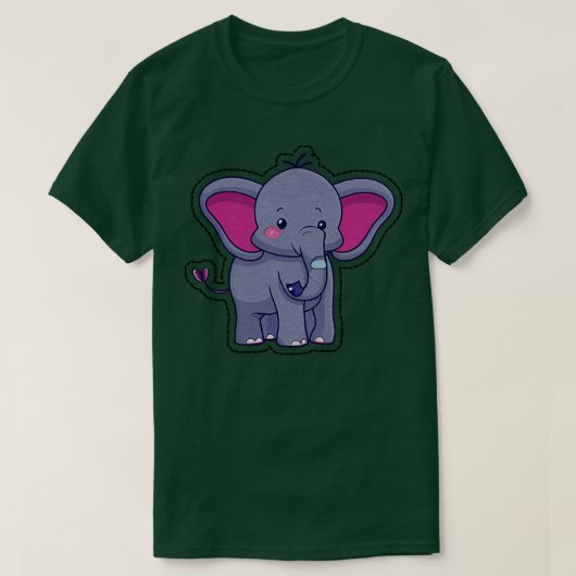 かわいい象のステッチ Tシャツ (デザイン正面)