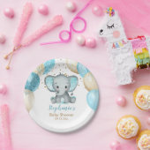 かわいい象のターキオース金ゴールドバルーン赤ちゃんシャワー ペーパープレート (パーティー)