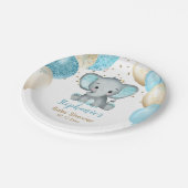 かわいい象のターキオース金ゴールドバルーン赤ちゃんシャワー ペーパープレート (アングル)