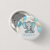 かわいい象のターキオース金ゴールドバルーン赤ちゃんシャワー 缶バッジ (正面&裏面)