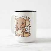 かわいい象のツートン コーヒーマグ ツートーンマグカップ (正面左)