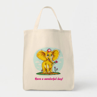 かわいい象のトートバッグ - “Have a Wonderful Day!” トートバッグ