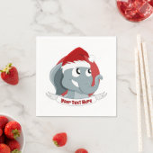 かわいい象のナプキンを持つクリスマスマンガ スタンダードカクテルナプキン (インサイチュ)