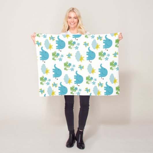 かわいい象のパターンフリースブランケット フリースブランケット (インサイチュ)