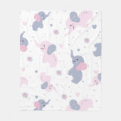 かわいい象のパターン フリースブランケット (正面)