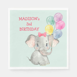 かわいい象のパーティーバルーン誕生日 スタンダードランチョンナプキン