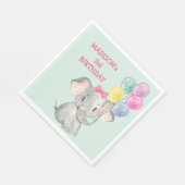 かわいい象のパーティーバルーン誕生日 スタンダードランチョンナプキン (角)