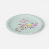 かわいい象のパーティーバルーン誕生日 ペーパープレート (アングル)