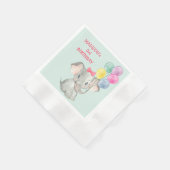 かわいい象のパーティーバルーン誕生日 縁ありカクテルナプキン (角)