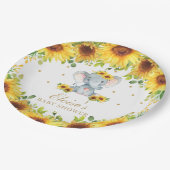 かわいい象のヒマワリのベビーシャワー誕生パーティー ペーパープレート (アングル)