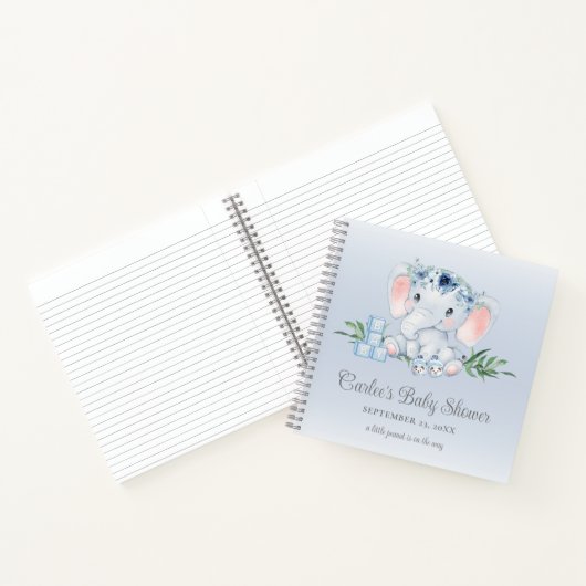 かわいい象のフローラ男の赤ちゃんベビーシャワー ノートブック (内部)