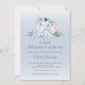 かわいい象のフローラ男の赤ちゃんベビーシャワー 招待状 (正面)