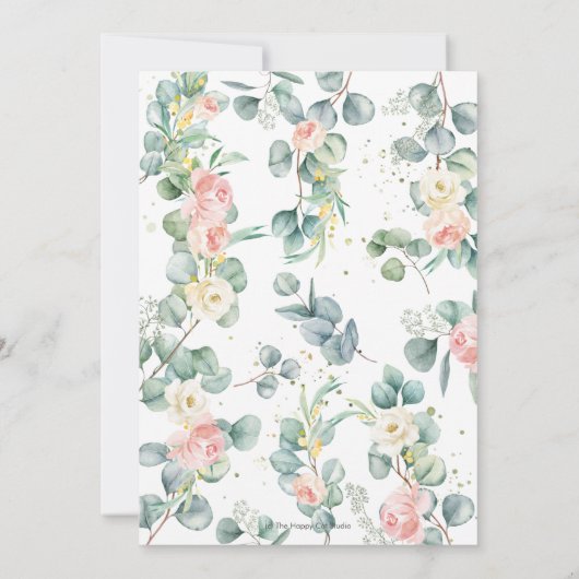 かわいい象のフローラ緑の赤ちゃんシャワーガール 招待状 (裏面)