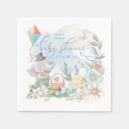 かわいい象のフローラ自然男の子の赤ちゃんシャワーピクニック スタンダードカクテルナプキン