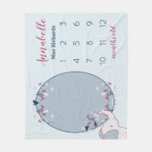 かわいい象のベビーの初年月写真 フリースブランケット (正面)