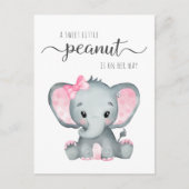 かわいい象のベビーガールシャワー インビテーションポストカード