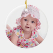 かわいい象のベビーガール初めてのクリスマス写真 セラミックオーナメント (裏面)